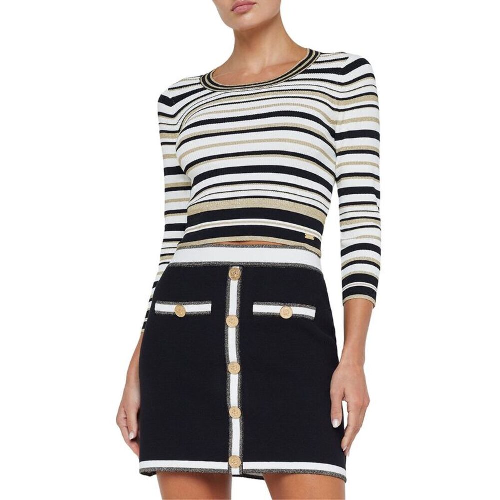 L’Agence Womens  Yukio Striped Crop Top